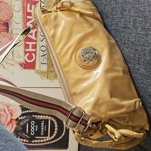 GUCCI Gold Patent Leather Crossbody Shoulder Bag